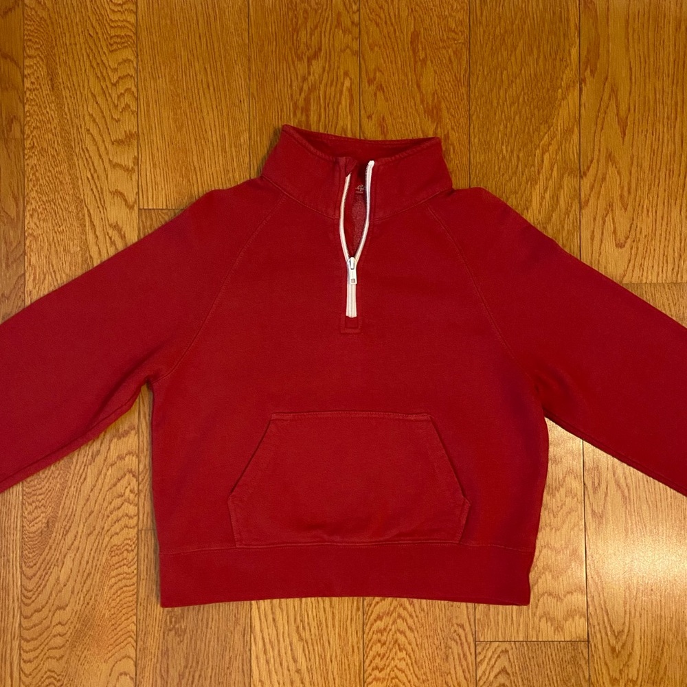 BRANDY MELVILLE JOHN GALT Missy Red Half Zip Pullover Crop Sweatshirt